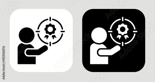 Quality Focus Icon In Black and White Glyph Style