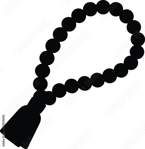 prayer beads mala japa loop silhouette vector illustration on transparent background