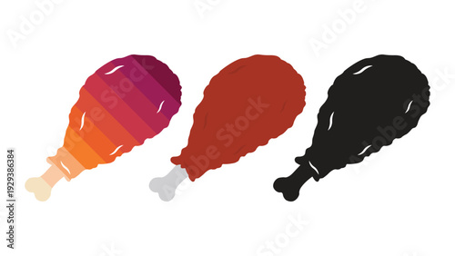 Fried Chicken Drumstick Vector Set