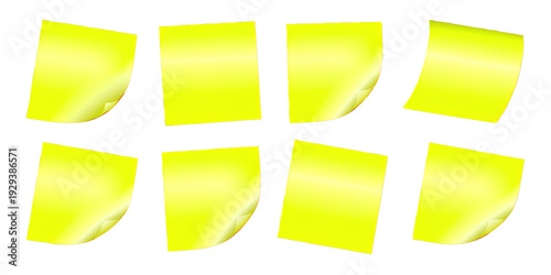A collection of sticky notes scattered across a white background. isolated on transparent background