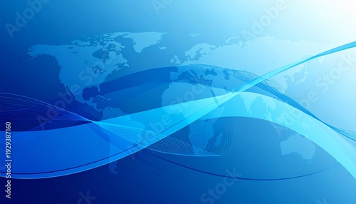 Abstract global teamwork concept background, circular data waves expanding and overlapping, soft world-connection feeling without map or people, technology and business collaboration mood