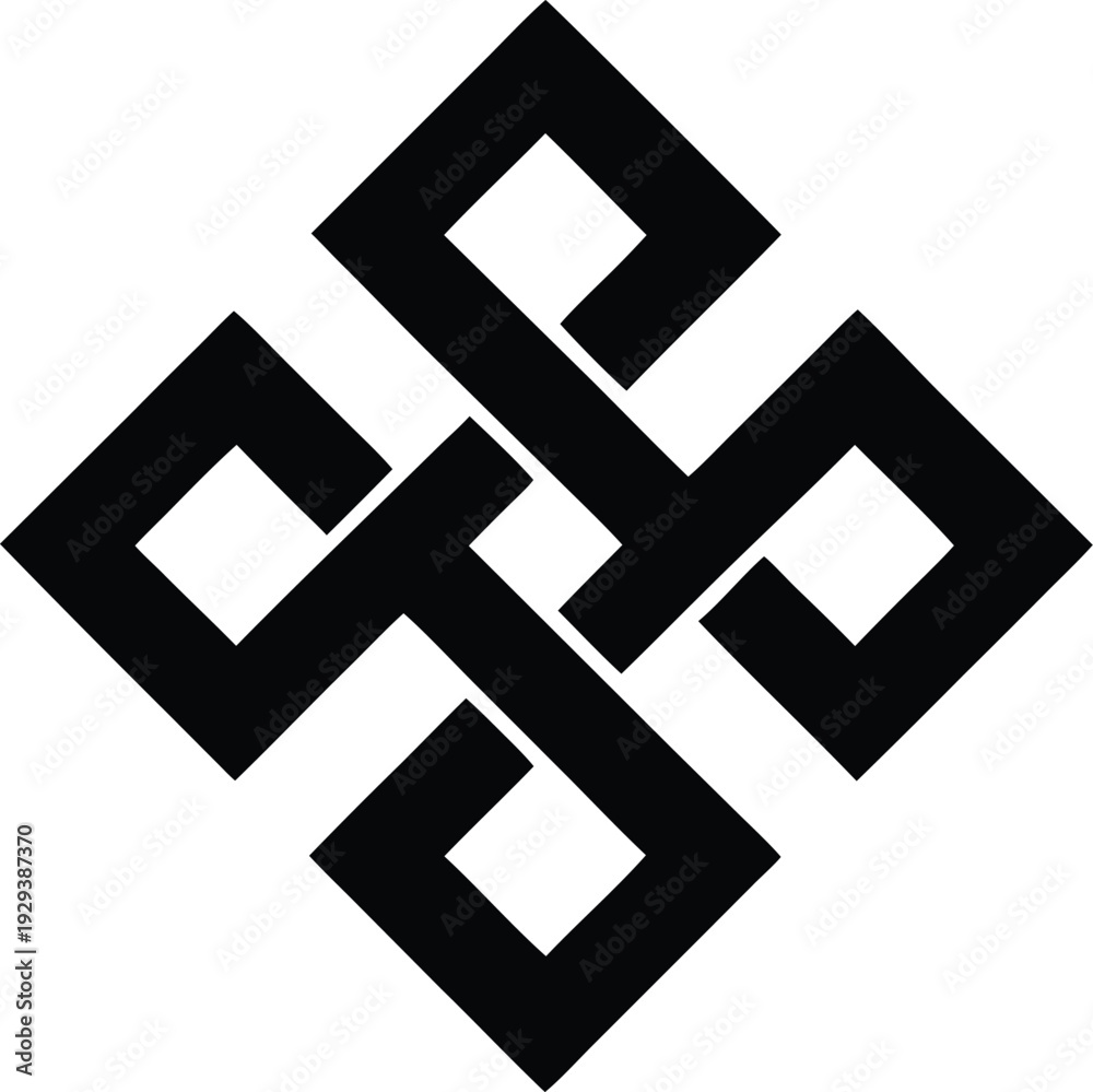 Obraz premium infinite knot tibetan silhouette vector illustration on transparent background