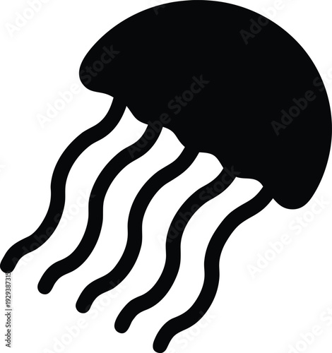 jellyfish floating silhouette vector illustration on transparent background