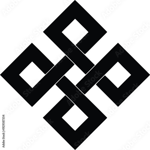 infinite knot tibetan silhouette vector illustration on transparent background