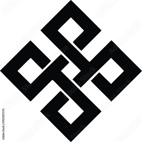 infinite knot tibetan silhouette vector illustration on transparent background