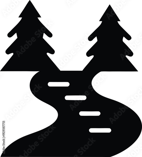 frozen lake surface silhouette vector illustration on transparent background