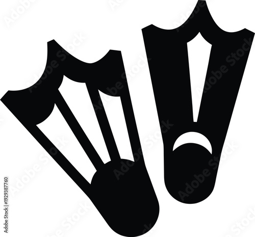 flippers fin pair silhouette vector illustration on transparent background