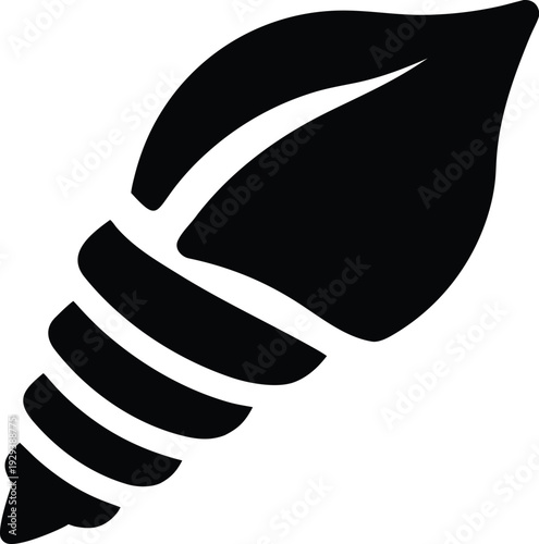 conch shell spiral silhouette vector illustration on transparent background