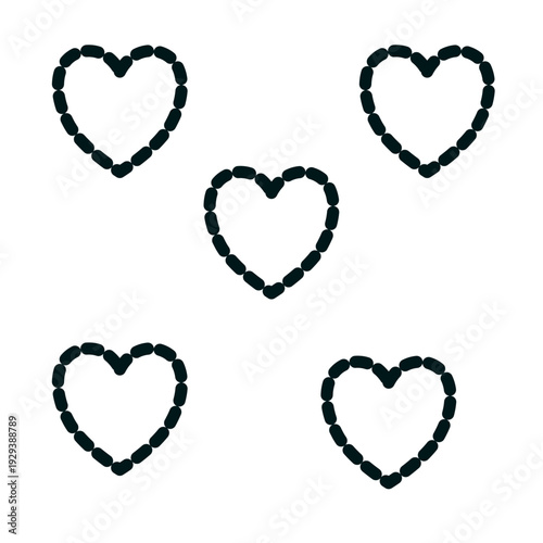 Minimalist Black Four Pointed Star Icons with Dashed Line Style Vector