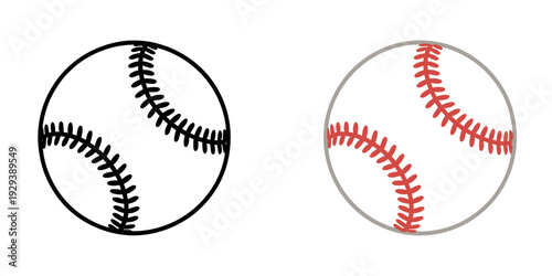 Baseball Icon Set, Professional Flat Design Vector Illustrations of Sports Balls Isolated on White Background