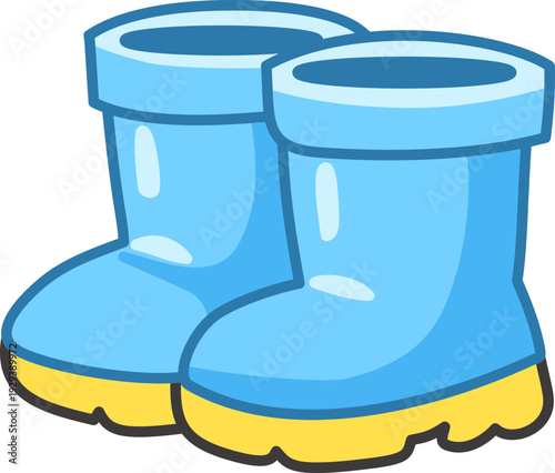 Blue Rubber Rain Boots.