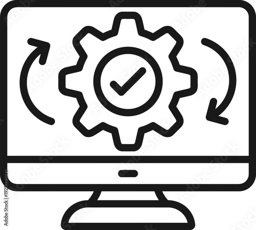 Gear on Computer Screen Icon.