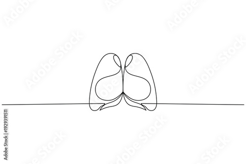Human stomach organ one line art vector illustration in minimalist style
