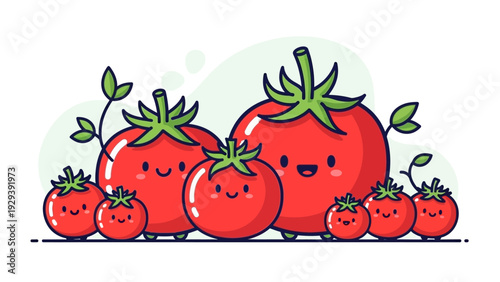 Cute Tomato Family Cartoon Characters