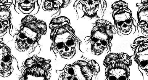 skull mama vector mom, mother, skeleton, day, dead, muertos, de, los, dia, floral, flower, sugar, head, illustration, design, vintage, retro, 