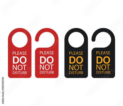please do not disturb door hanger icons, red and black vector