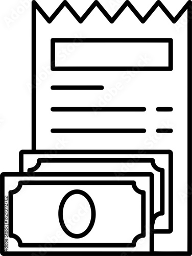 Invoice with Stacked Cash Bills.