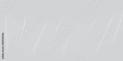 Abstract black and white smooth waves on a gray background. Dynamic sound waves. Design element. Top vector illustration.