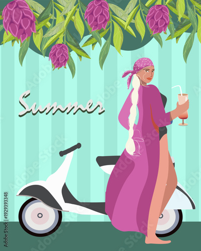 Summer,  Hand drawn flat Poster