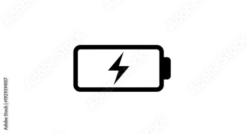Battery Icon with Lightning Bolt Symbol.