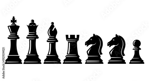 Bold Chess Game Silhouette Icon Set Vector Illustration Isolated on White EPS10