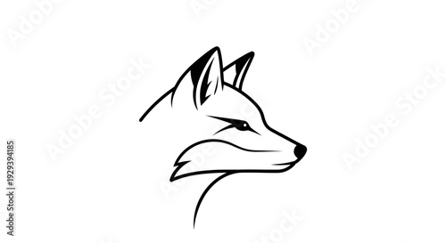 Black and White Fox Head Illustration.