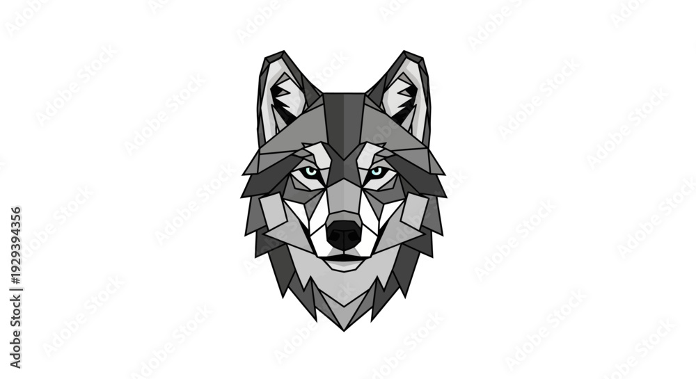 Fototapeta premium Black and White Wolf Head Illustration.