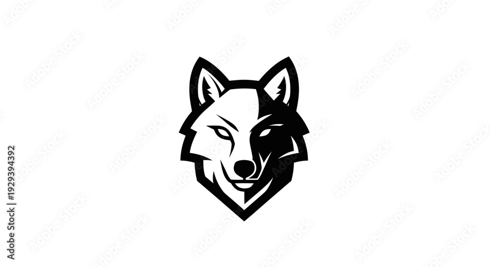 Fototapeta premium Black and White Wolf Head Logo Design.