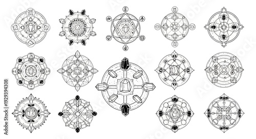Esoteric Symbols Collection: Mystical Geometric Ornaments, Sacred Geometry Designs
