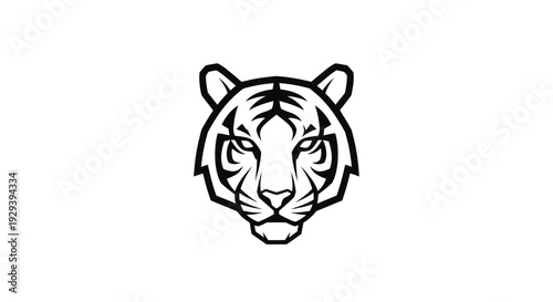 Black and White Tiger Head Illustration.