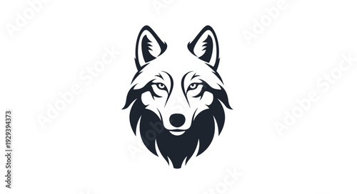 Black and White Wolf Head Illustration.