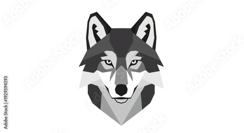 Black and White Wolf Head Illustration.
