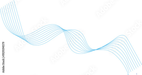 Abstract blue background featuring flowing vector waves and digital gradient line art creates a modern business wallpaper design with smooth curves and motion