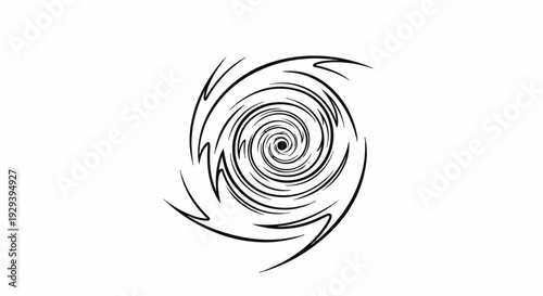 Abstract black and white spiral vortex graphic