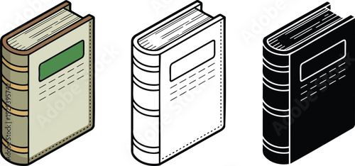 Book silhouette & Outline and illustration set isolated on transparent background