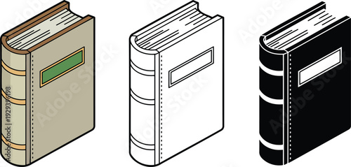 Book silhouette & Outline and illustration set isolated on transparent background