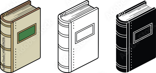 Book silhouette & Outline and illustration set isolated on transparent background