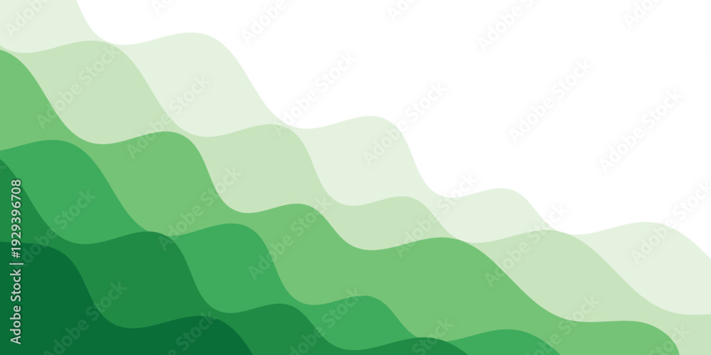 Fototapeta premium Abstract green wave background, Vector green line background curve element with white space for text and message design, overlapping layers vector ilustration
