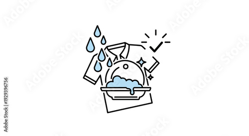 Clean dish and shirt icon depicting washing process and cleanliness