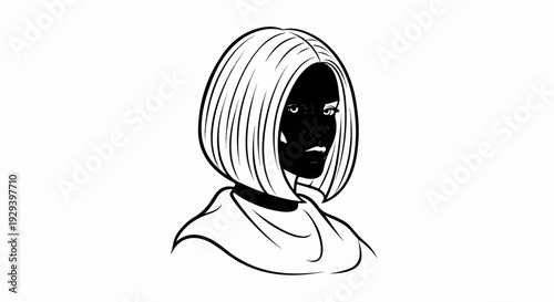 Silhouette portrait of a woman with bob haircut