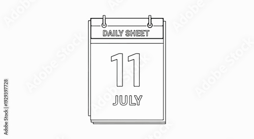 Simple line drawing of a tear-off calendar showing July 11