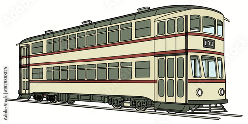 Double decker train side profile vector illustration 