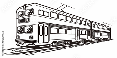 Double decker train side profile vector illustration 