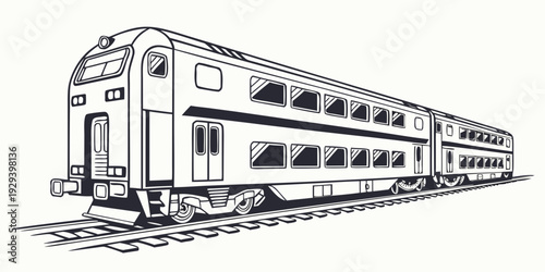 Double decker train side profile vector illustration 