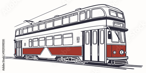 Double decker train side profile vector illustration 