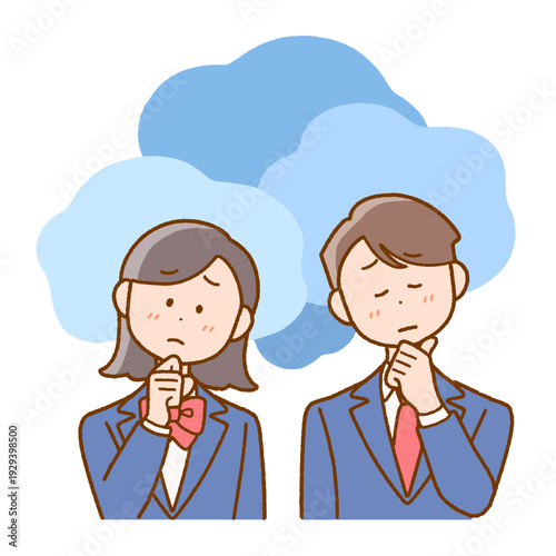 悩む学生のイラスト｜思春期・もやもや