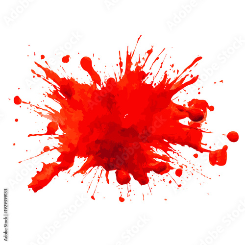 Red paint splash on black background, vibrant liquid explosion and abstract artistic design element for creative projects.