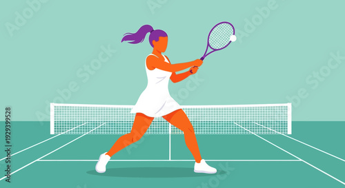 Female Tennis Player in Action on the Court.