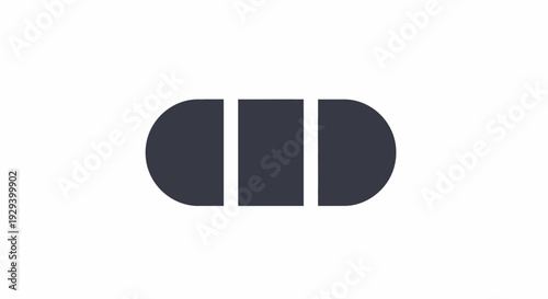 Black Pill or Capsule on White Background.