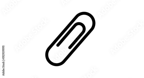 Black Paperclip Icon on White Background.